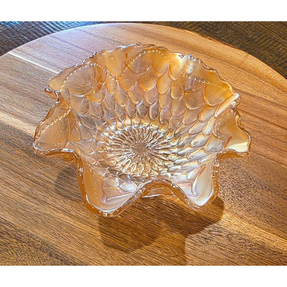 Fenton Dugan marigold carnival glass fish scales and beads. Vintage